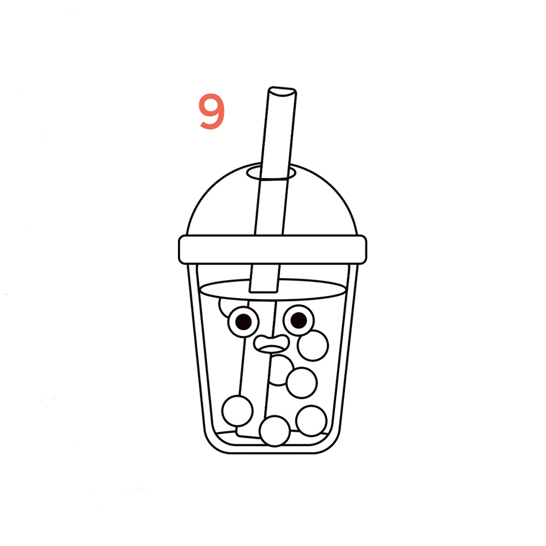 Schritt 9 Anleitung "Bubble Tea malen" aus dem Buch "Die Kawaii-Zeichenschule – Super süß zeichnen" von Leon Römer