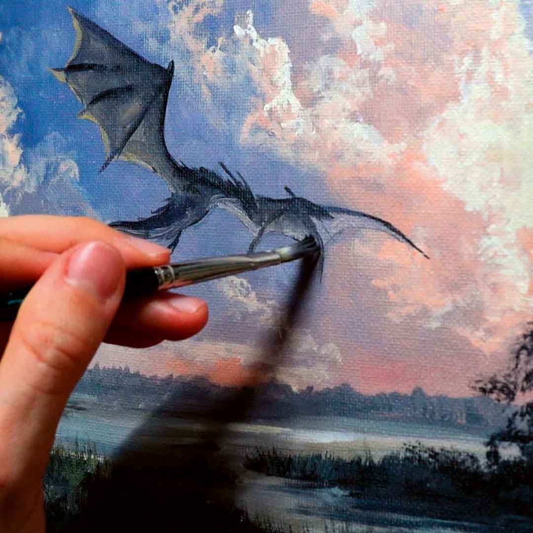 Schritt 9 Anleitung "Fliegender Drache" aus dem Buch "Die Kunst der Acrylmalerei" von Raffaela Lerch