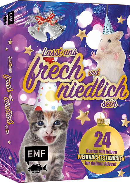 Adventskalender-Kartenset: Lasst uns frech und niedlich sein – 24 liebe Weihnachtstierchen für dich