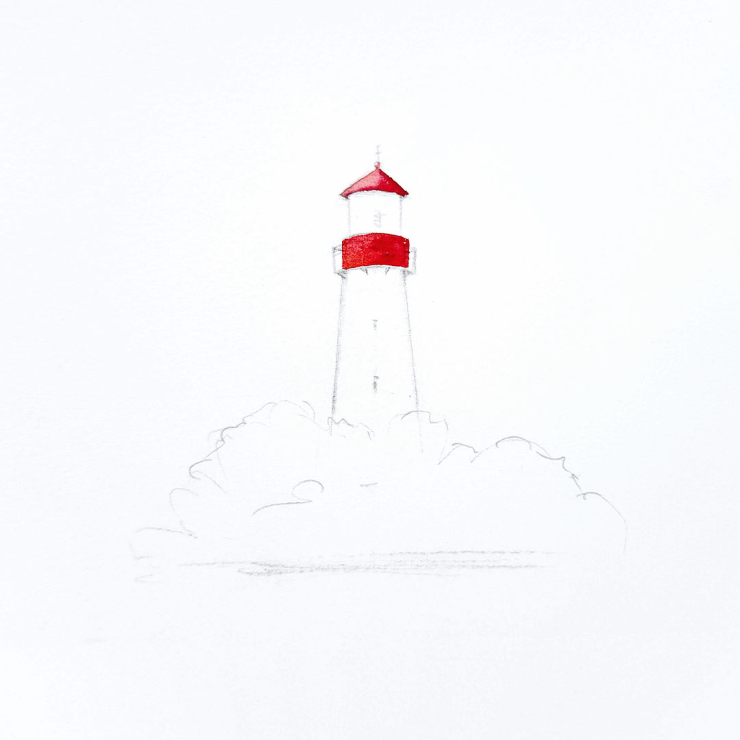 Schritt 2 Anleitung "Watercolor Leuchtturm" aus dem Buch "Watercolor Wow" von Anna Malek, auch bekannt als @milouna_art