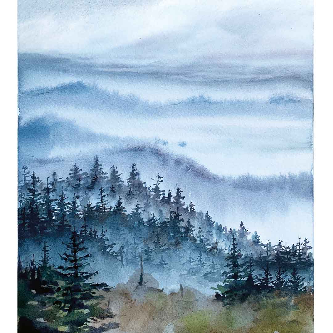 Schritt 7 Anleitung "Berge im Nebel" aus dem Buch "Die Kunst der Aquarellmalerei – das Grundlagenwerk" von Rabiyat Alieva