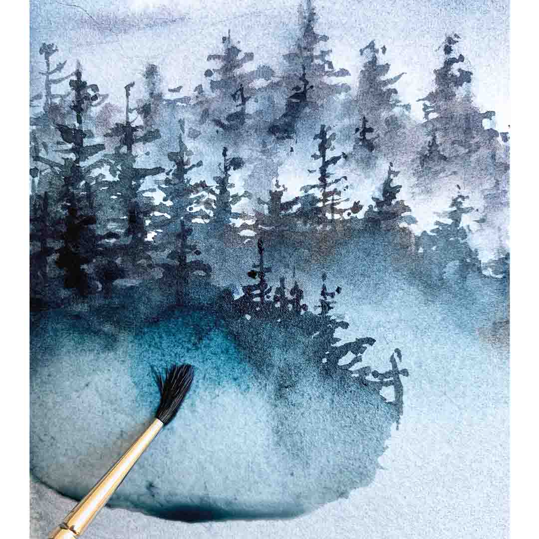 Schritt 6 Anleitung "Berge im Nebel" aus dem Buch "Die Kunst der Aquarellmalerei – das Grundlagenwerk" von Rabiyat Alieva