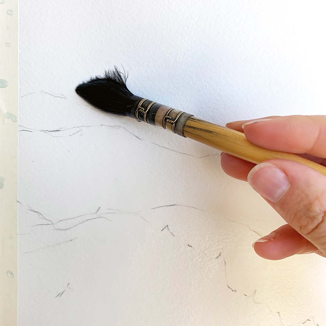 Schritt 1 Anleitung "Berge im Nebel" aus dem Buch "Die Kunst der Aquarellmalerei – das Grundlagenwerk" von Rabiyat Alieva