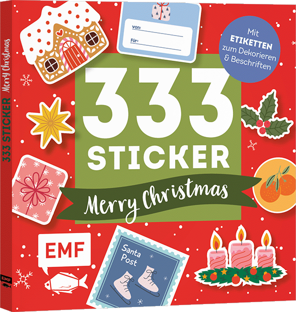 333 Sticker – Merry Christmas: Geschenk-Etiketten und Aufkleber mit beschreibbarer Oberfläche