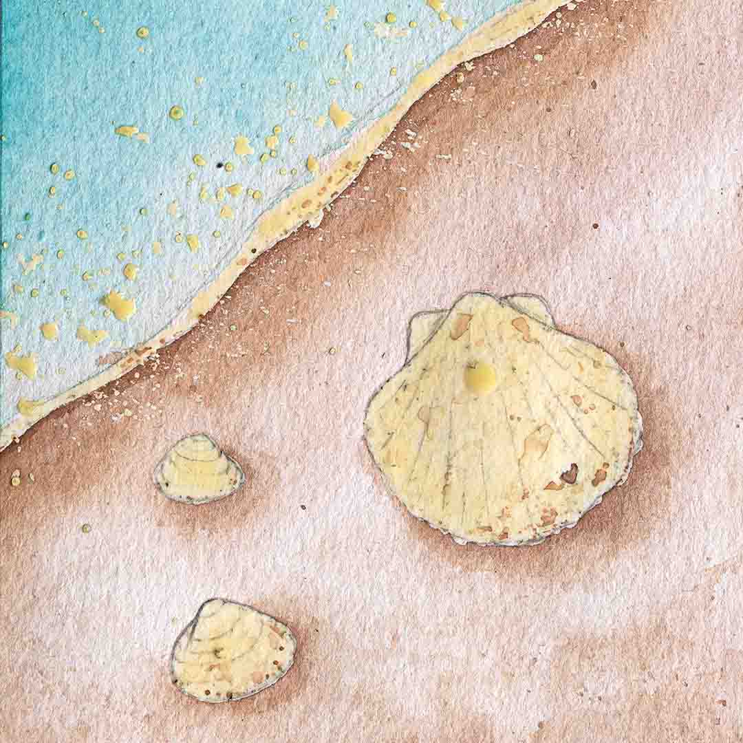 Schritt 4 DIY-Anleitung "Strand der Muscheln" aus dem Buch "Salty Watercolor – Sommer, Sonne, Meer" von Manuela Gaß