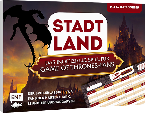 Stadt, Land, das inoffizielle Spiel für Game of Thrones-Fans – Der Spieleklassiker für Fans der Häuser Stark, Lannister und Targaryen