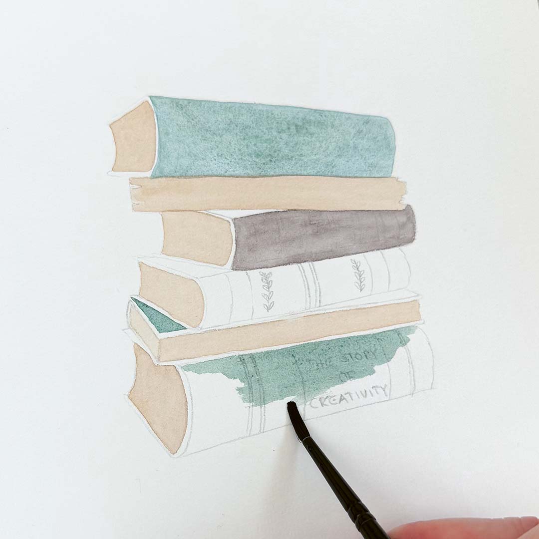 Schritt 2 Anleitung "Booklover" aus dem Buch "Easy Watercolor" von Sandra Reiner