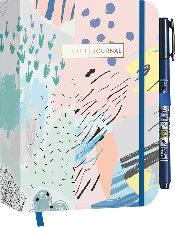 Pocket Bullet Journal "Abstract Art" mit Original Tombow Brush Pen Fudenosuke in schwarz