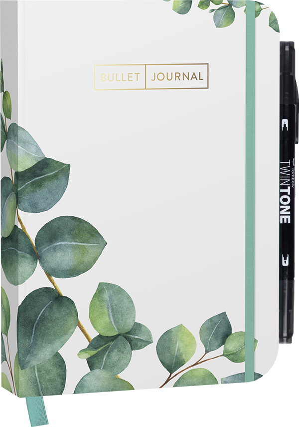 Bullet Journal "Leaves" 05 mit original Tombow TwinTone Dual-Tip Marker black