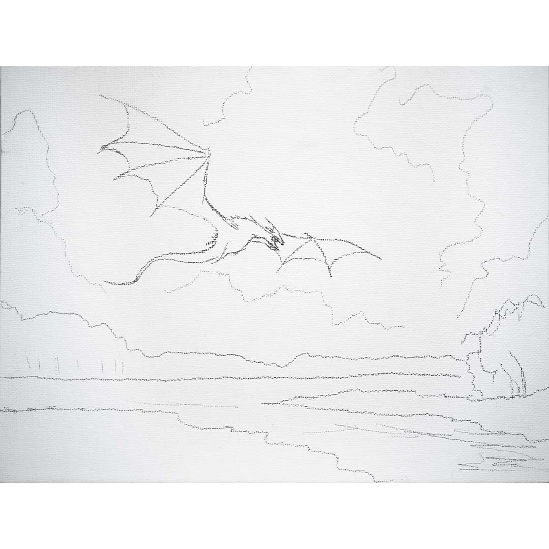 Schritt 1 Anleitung "Fliegender Drache" aus dem Buch "Die Kunst der Acrylmalerei" von Raffaela Lerch