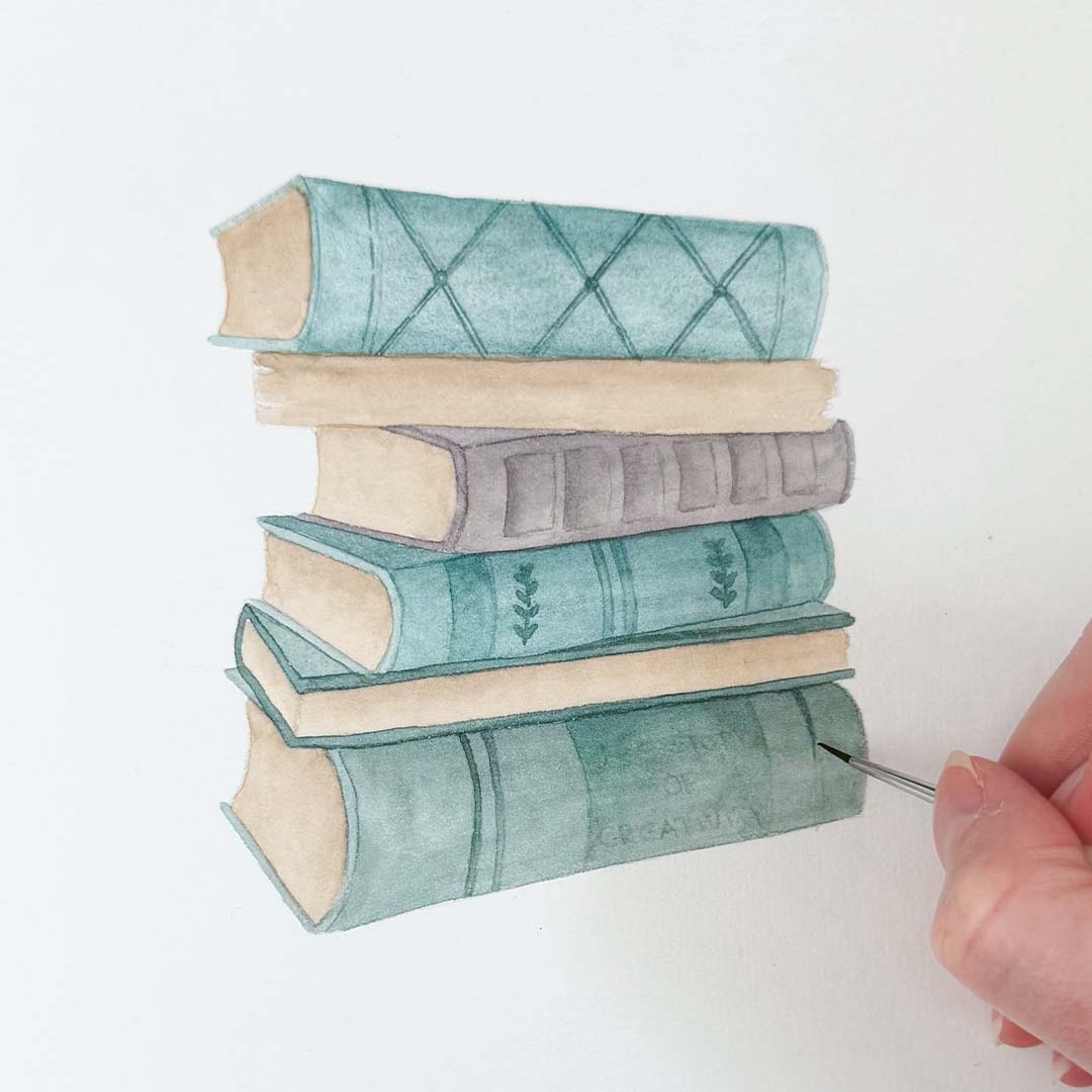 Schritt 5 Anleitung "Booklover" aus dem Buch "Easy Watercolor" von Sandra Reiner
