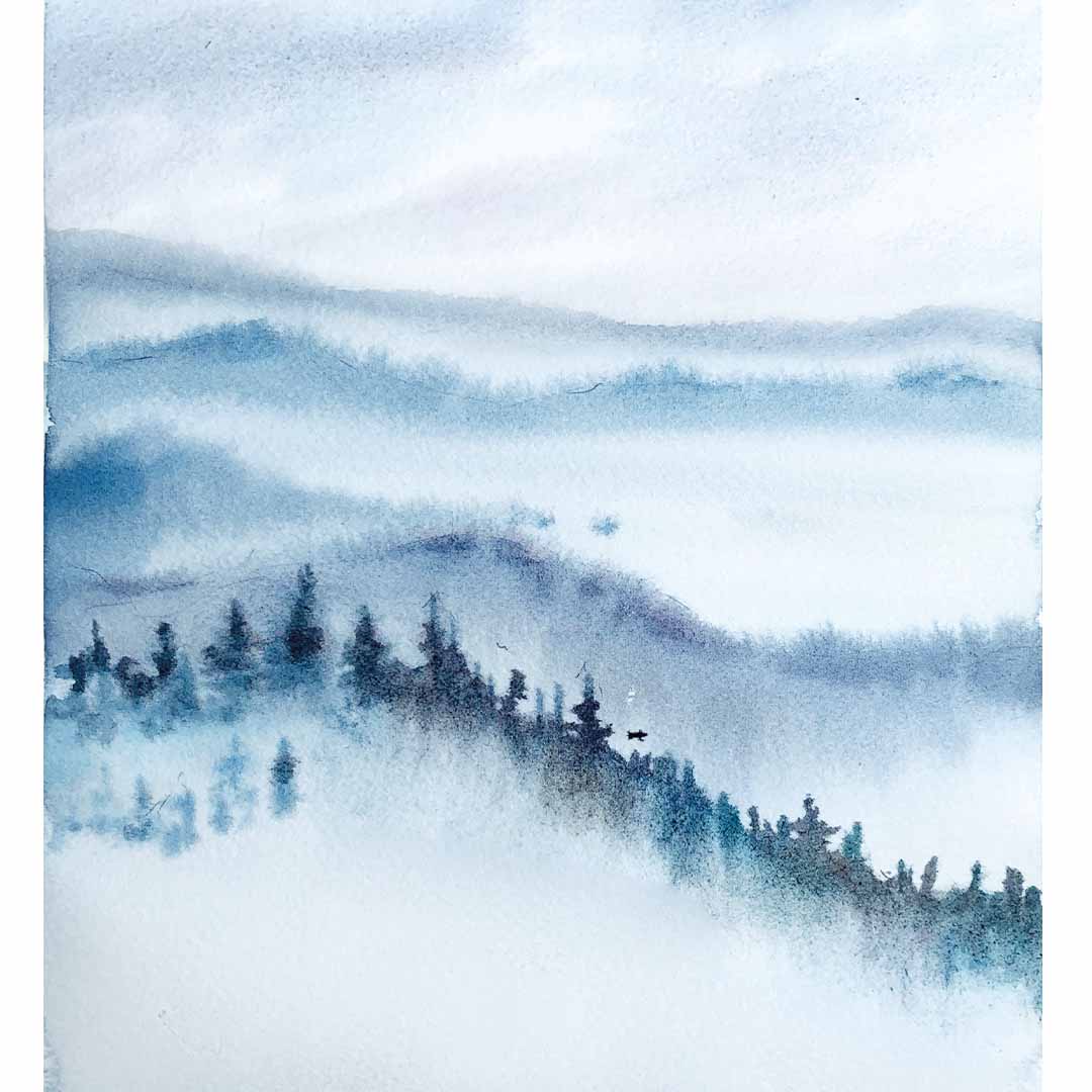 Schritt 4 Anleitung "Berge im Nebel" aus dem Buch "Die Kunst der Aquarellmalerei – das Grundlagenwerk" von Rabiyat Alieva