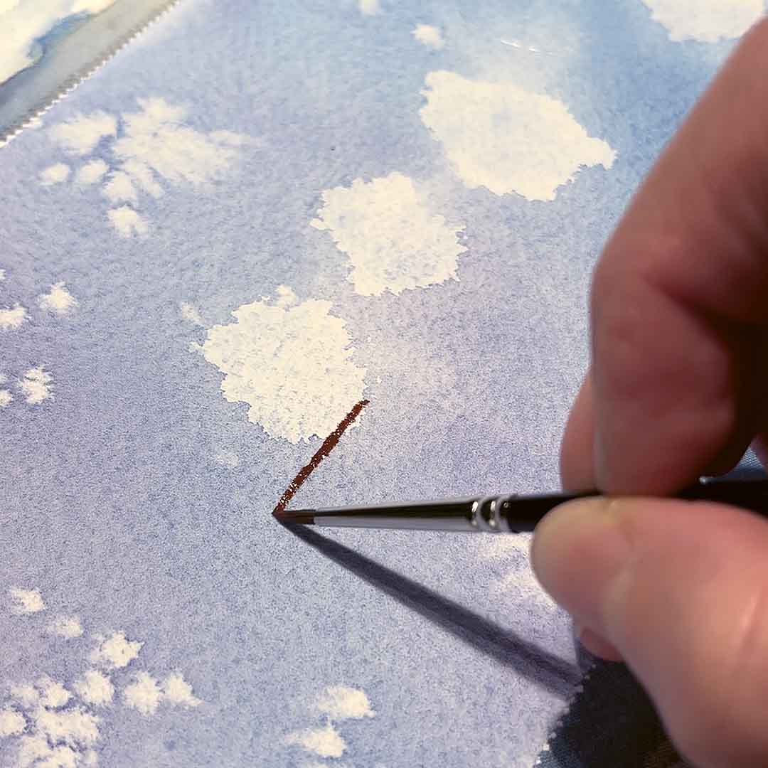 Schritt 5 Anleitung "Freundliche Vögel" aus dem Buch "Watercolor – Nature Dreams" von Dorothee Riehl-Fujii