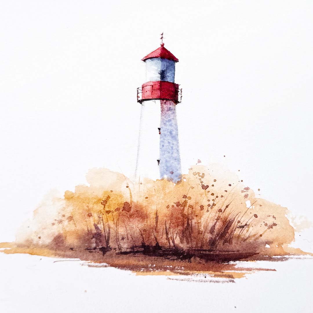 Schritt 8 Anleitung "Watercolor Leuchtturm" aus dem Buch "Watercolor Wow" von Anna Malek, auch bekannt als @milouna_art