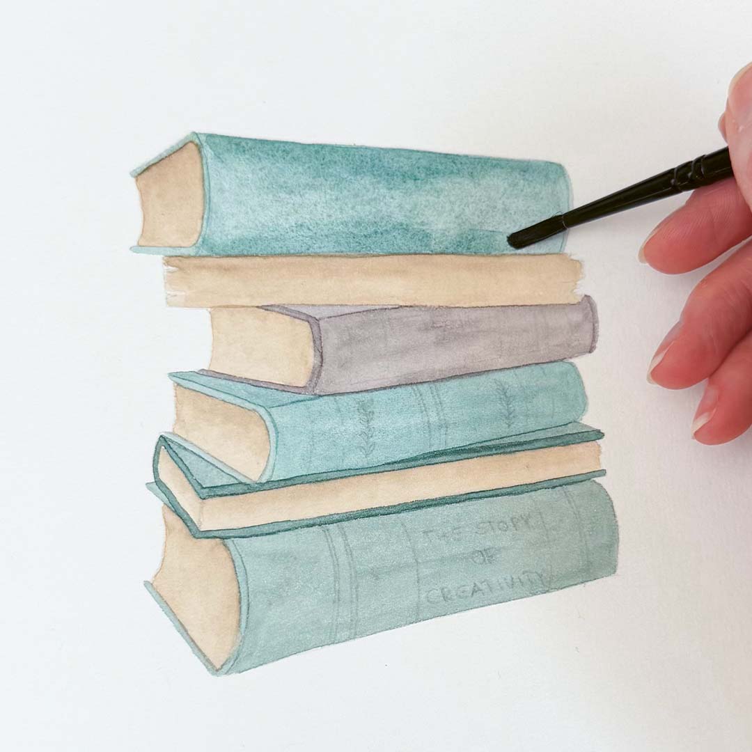 Schritt 4 Anleitung "Booklover" aus dem Buch "Easy Watercolor" von Sandra Reiner