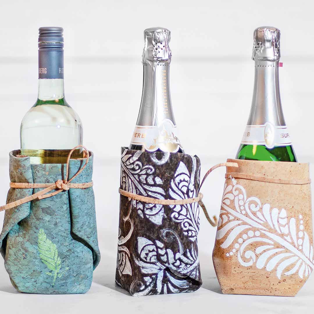 Bottle Wraps aus Korkleder