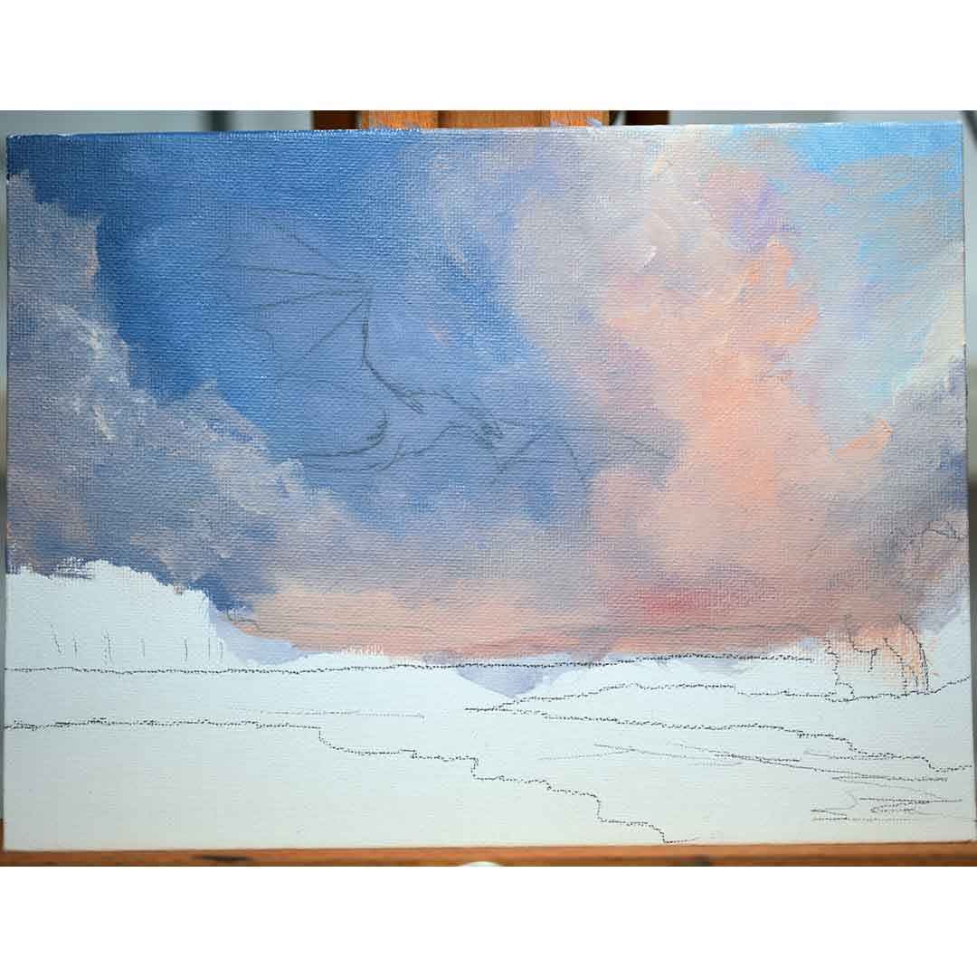 Schritt 2 Anleitung "Fliegender Drache" aus dem Buch "Die Kunst der Acrylmalerei" von Raffaela Lerch