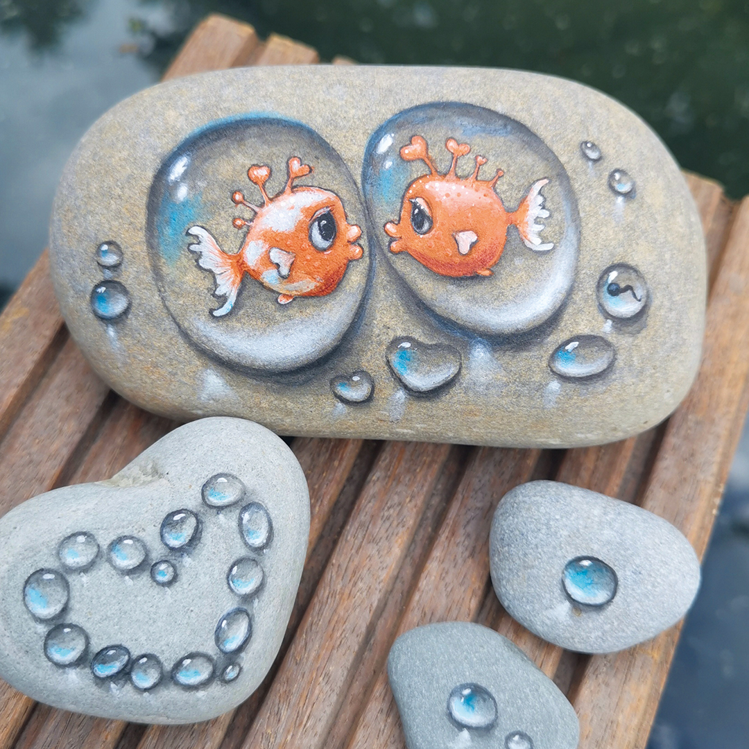 Steine bemalen – Fische
