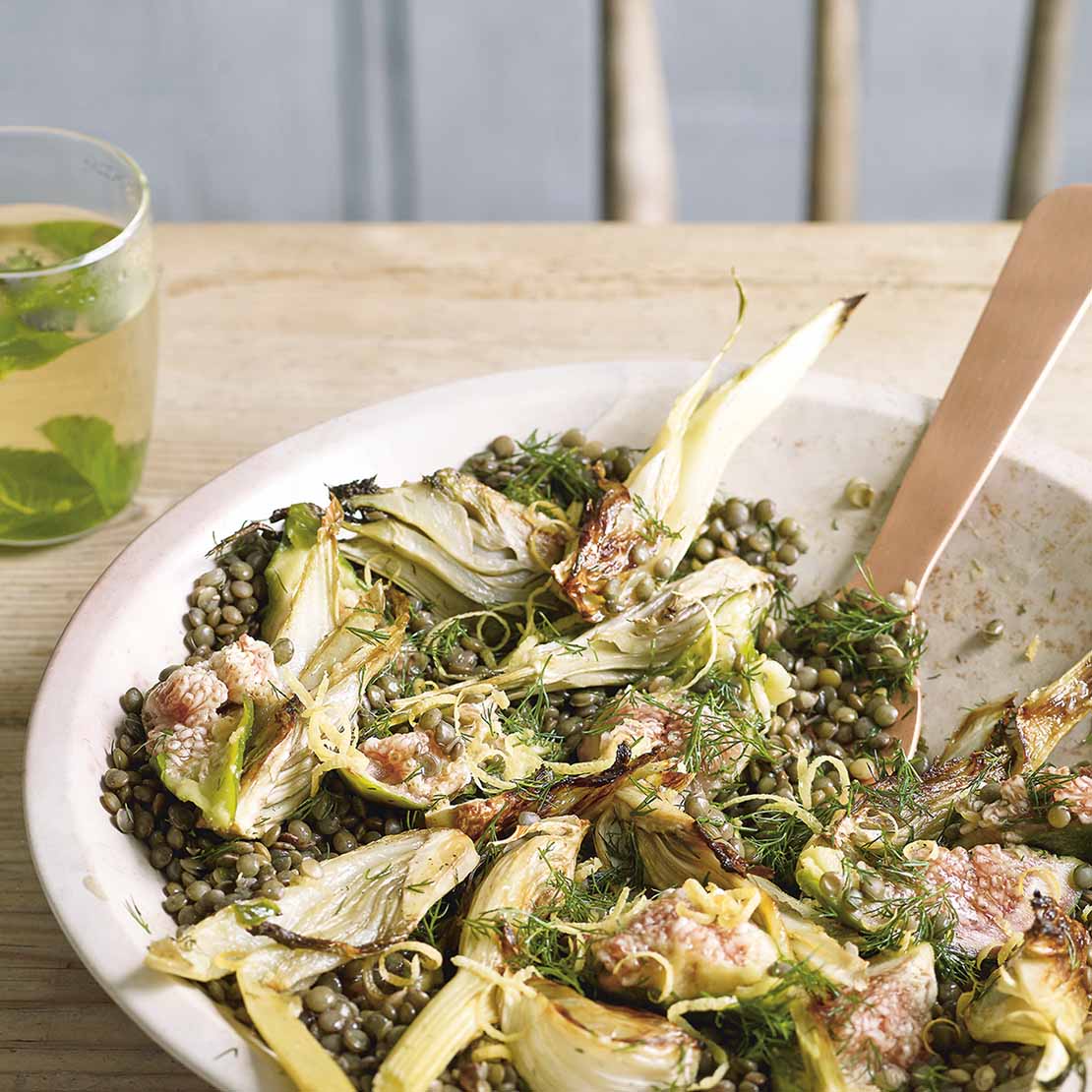 Röstfenchel-Linsen-Salat mit Feigen