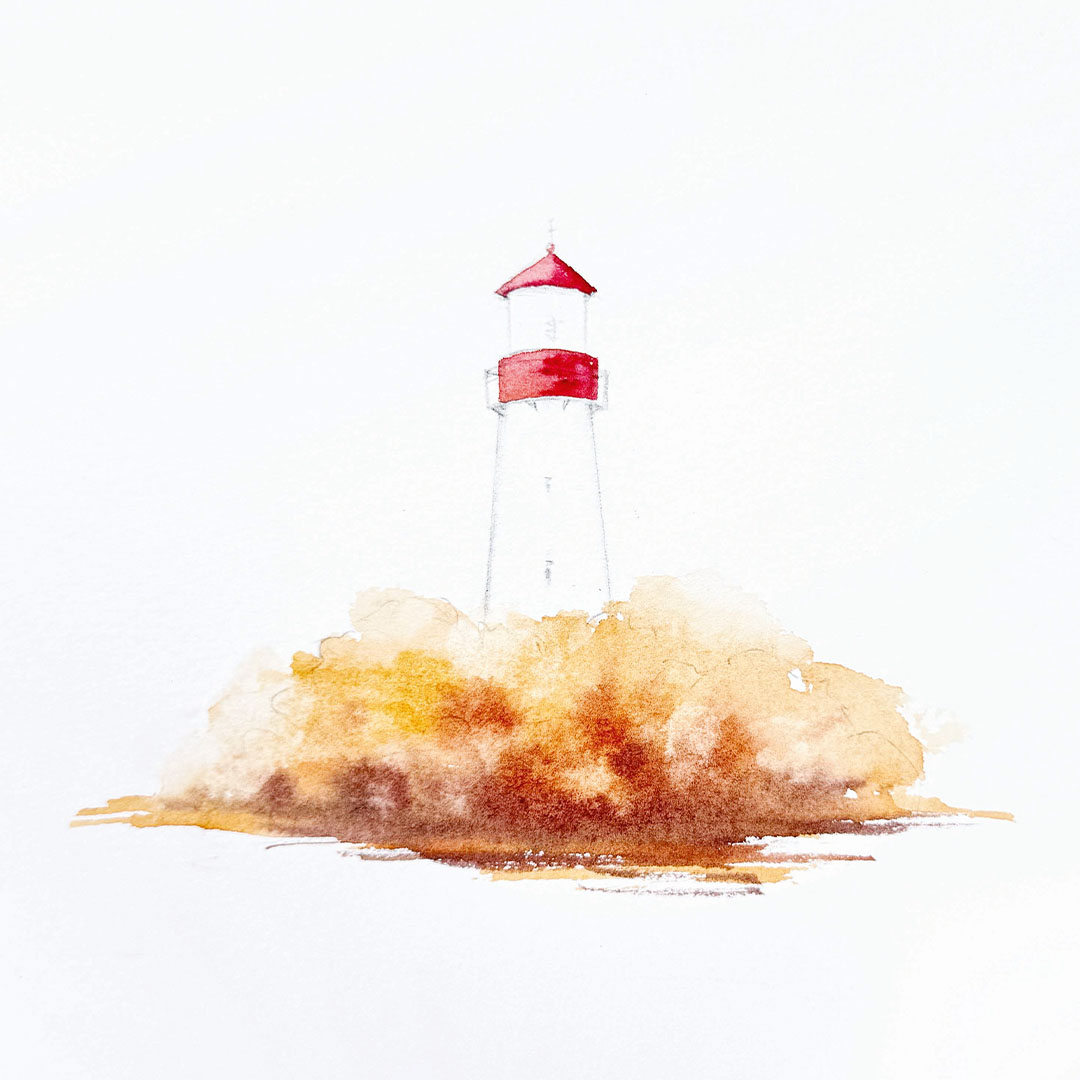 Schritt 3 Anleitung "Watercolor Leuchtturm" aus dem Buch "Watercolor Wow" von Anna Malek, auch bekannt als @milouna_art