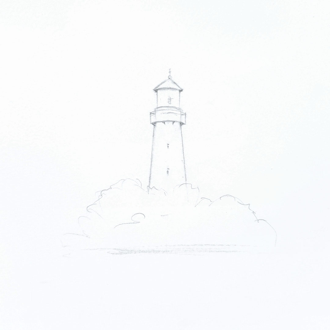 Schritt 1 Anleitung "Watercolor Leuchtturm" aus dem Buch "Watercolor Wow" von Anna Malek, auch bekannt als @milouna_art