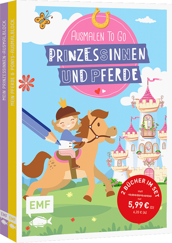 Ausmalen to go: Prinzessinnen und Pferde