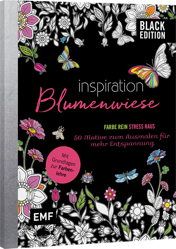 Black Edition: Blumenwiese – 50 Motive zum Ausmalen für mehr Entspannung