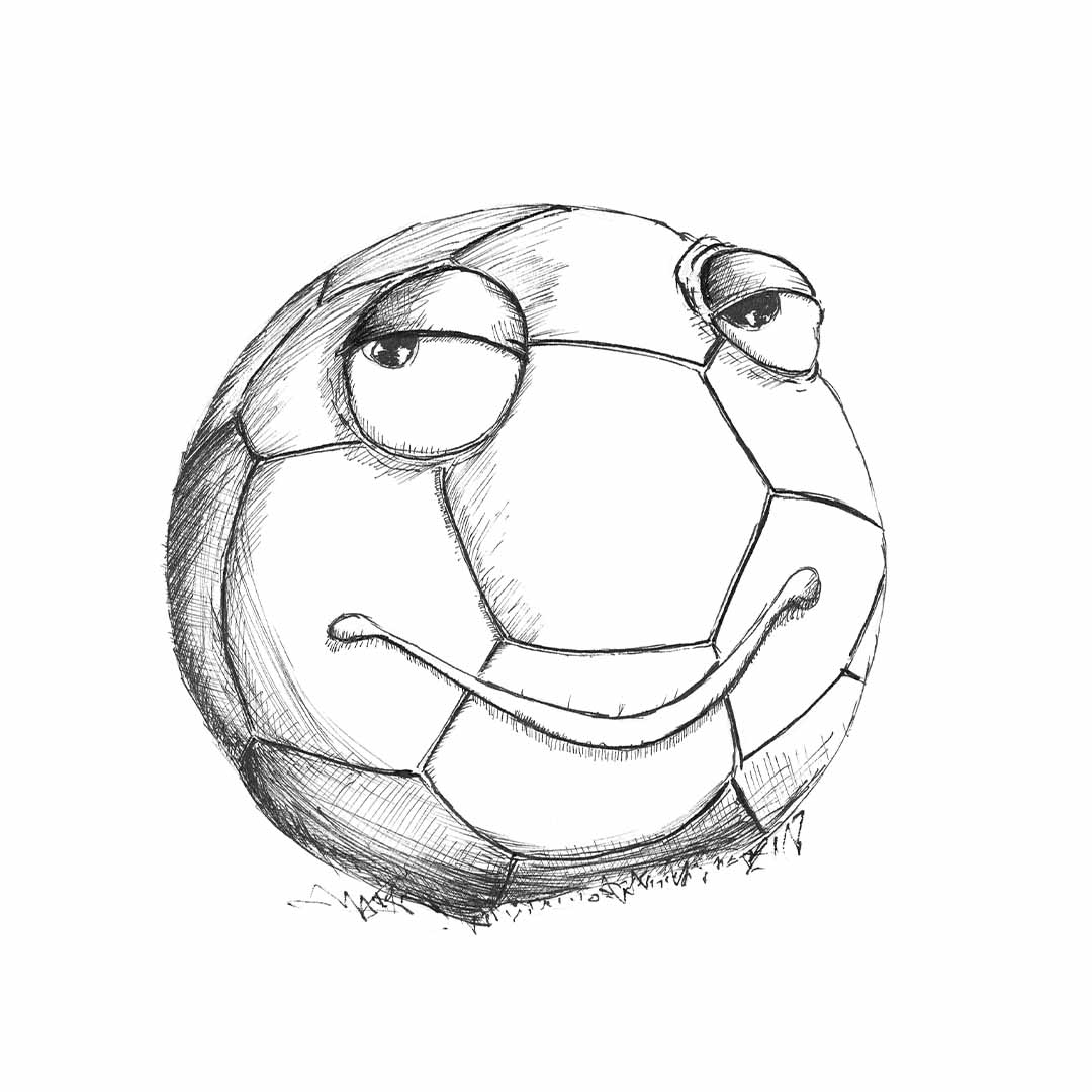 DIY-Anleitung "Gechillter Fußball" aus dem Buch "Simply Draw – Mein einzigartiger Zeichen-Workshop für ausdrucksstarke Figuren" von Marvin Knabe