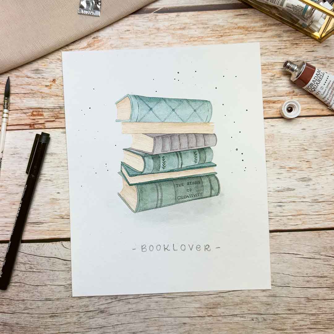 DIY-Anleitung "Booklover" aus dem Buch "Easy Watercolor" von Sandra Reiner